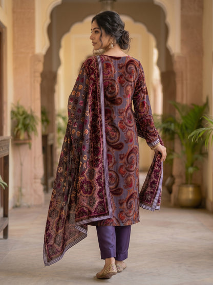 Classic Paisley Palachi Suit with Matching Silk Bottom