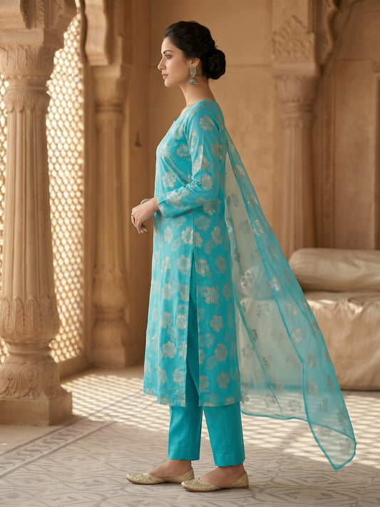 Unstitched Festive Silk Suit | China Pati Shirt & Trouser