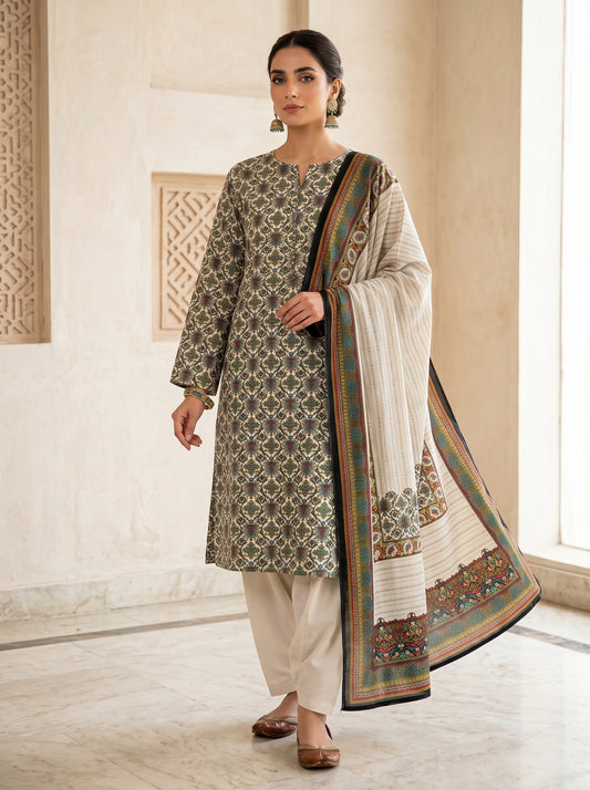3 Piece Unstitched Micro Phoenix Print Velvet Suit | Buy Online