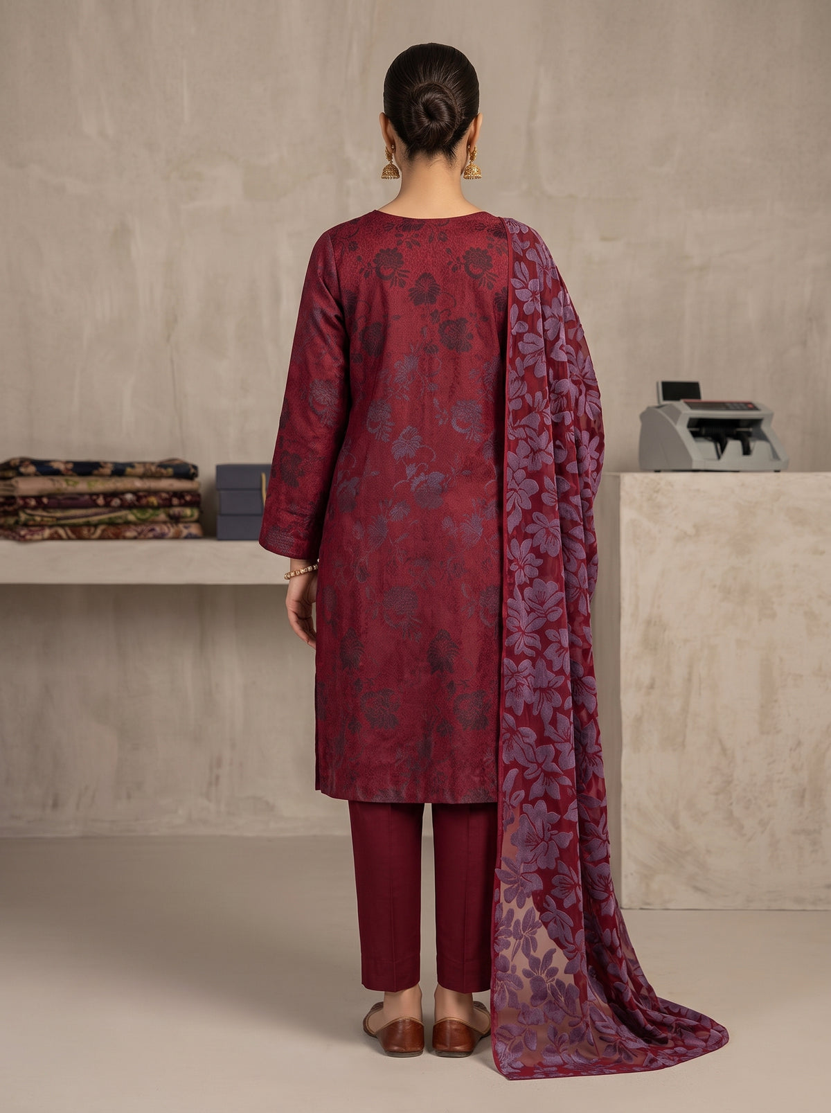 Traditional China Pati Silk Party Wear | 3-Piece Unstitched