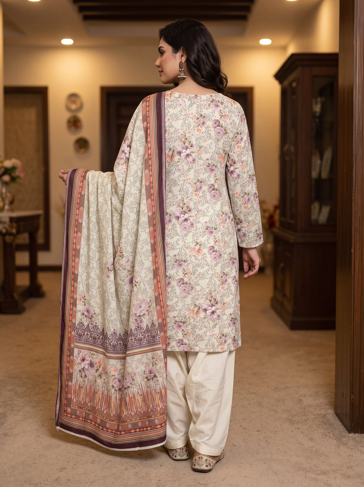 Women's Premium Micro Phoenix Printed Velvet Suit - 3 Piece Unstitched