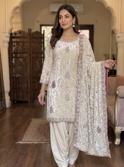 Festive Wear Suit with Silver Sequin Edging