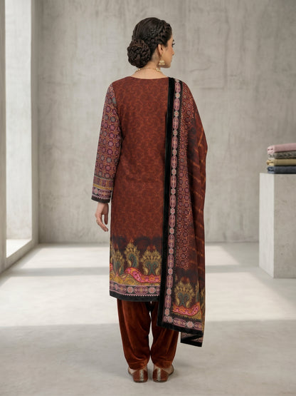 Premium 3-Piece Unstitched Micro Phoenix Velvet Suit | Printed Shirt & Dupatta