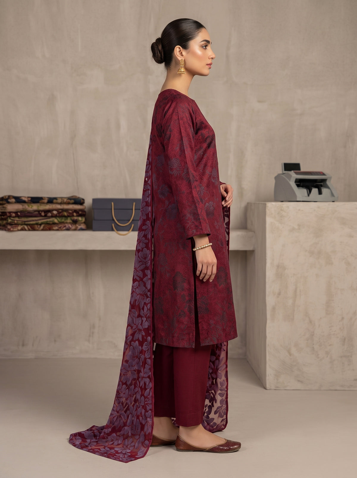 Traditional China Pati Silk Party Wear | 3-Piece Unstitched