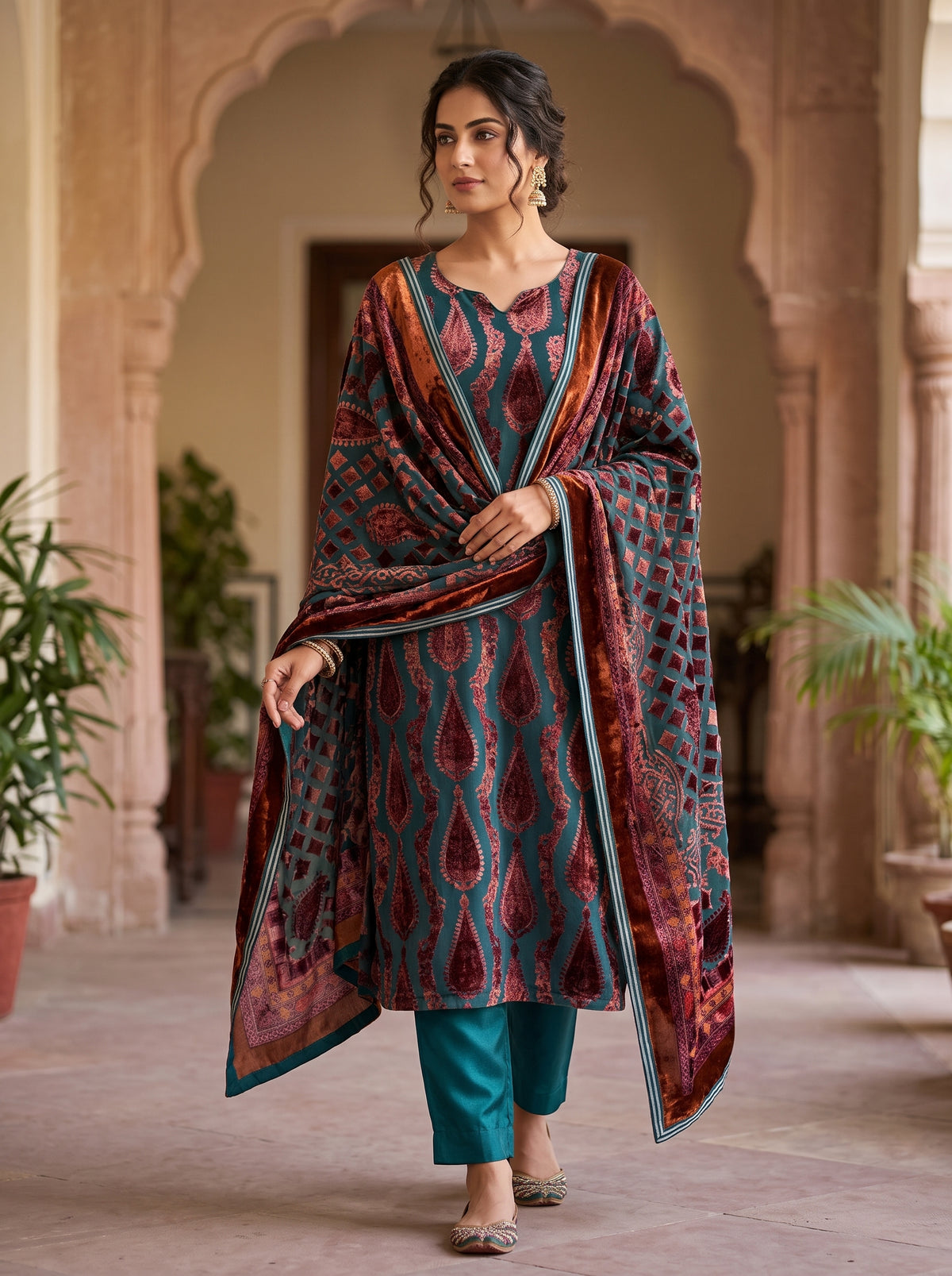 Classic Paisley Palachi Suit with Matching Silk Bottom