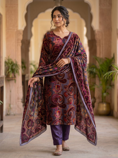 Classic Paisley Palachi Suit with Matching Silk Bottom