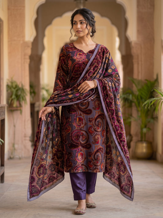 Classic Paisley Palachi Suit with Matching Silk Bottom
