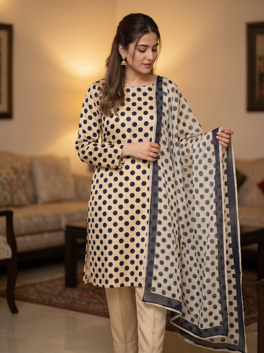 Unstitched Printed Shamoz Silk Three-Piece Wear
