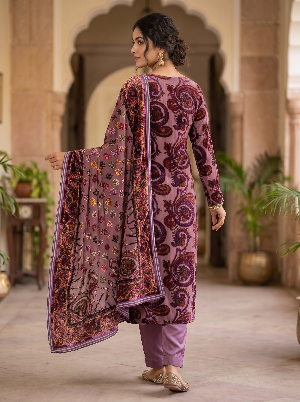 3-Piece Palachi Festive Dress Material with Silk Bottom