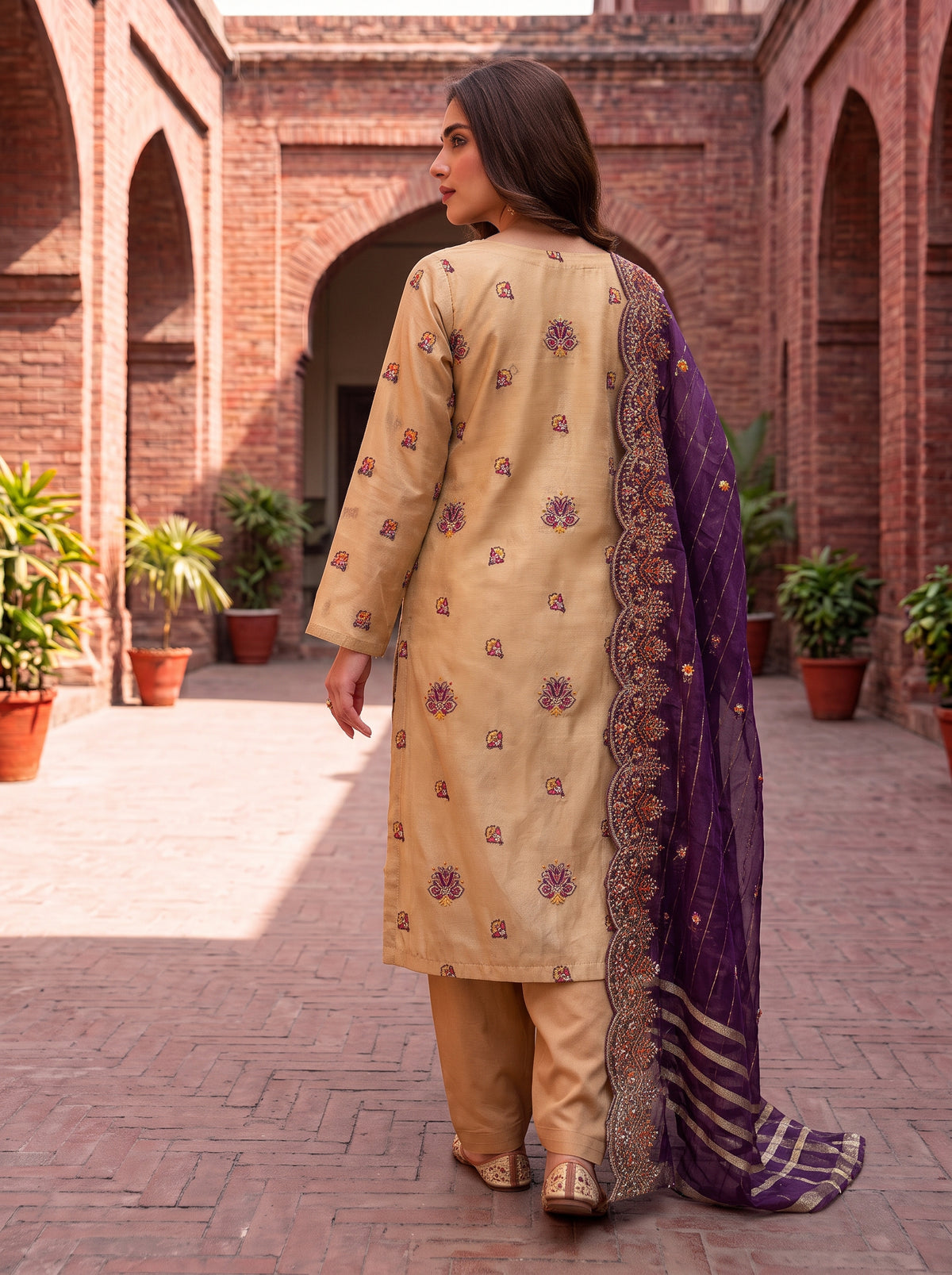 Exquisite Unstitched Zari Masuri Cotton Net Shirt, Back & Dupatta Set