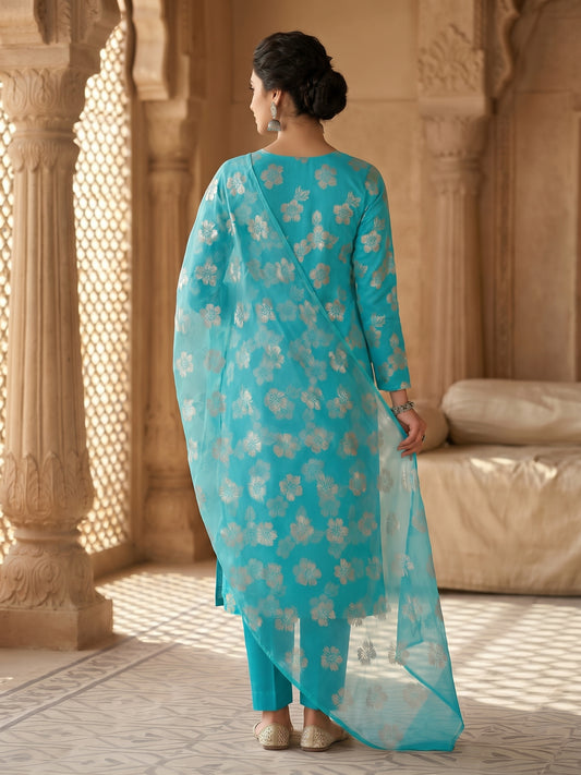 Unstitched Festive Silk Suit | China Pati Shirt & Trouser