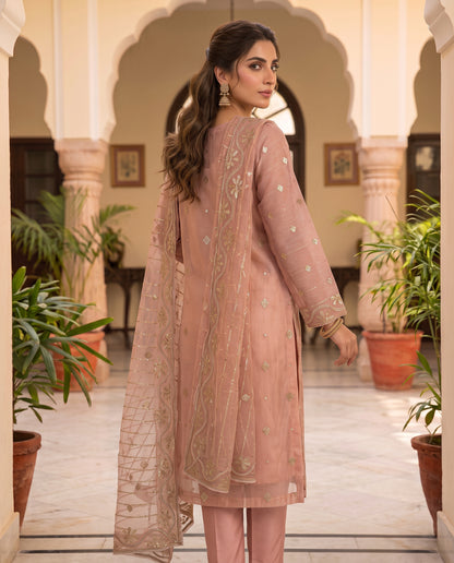 Premium Zari Masuri Cotton Net Unstitched 3PC Dress