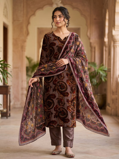 Vintage Paisley Palachi Shirt, Dupatta & Silk Trouser