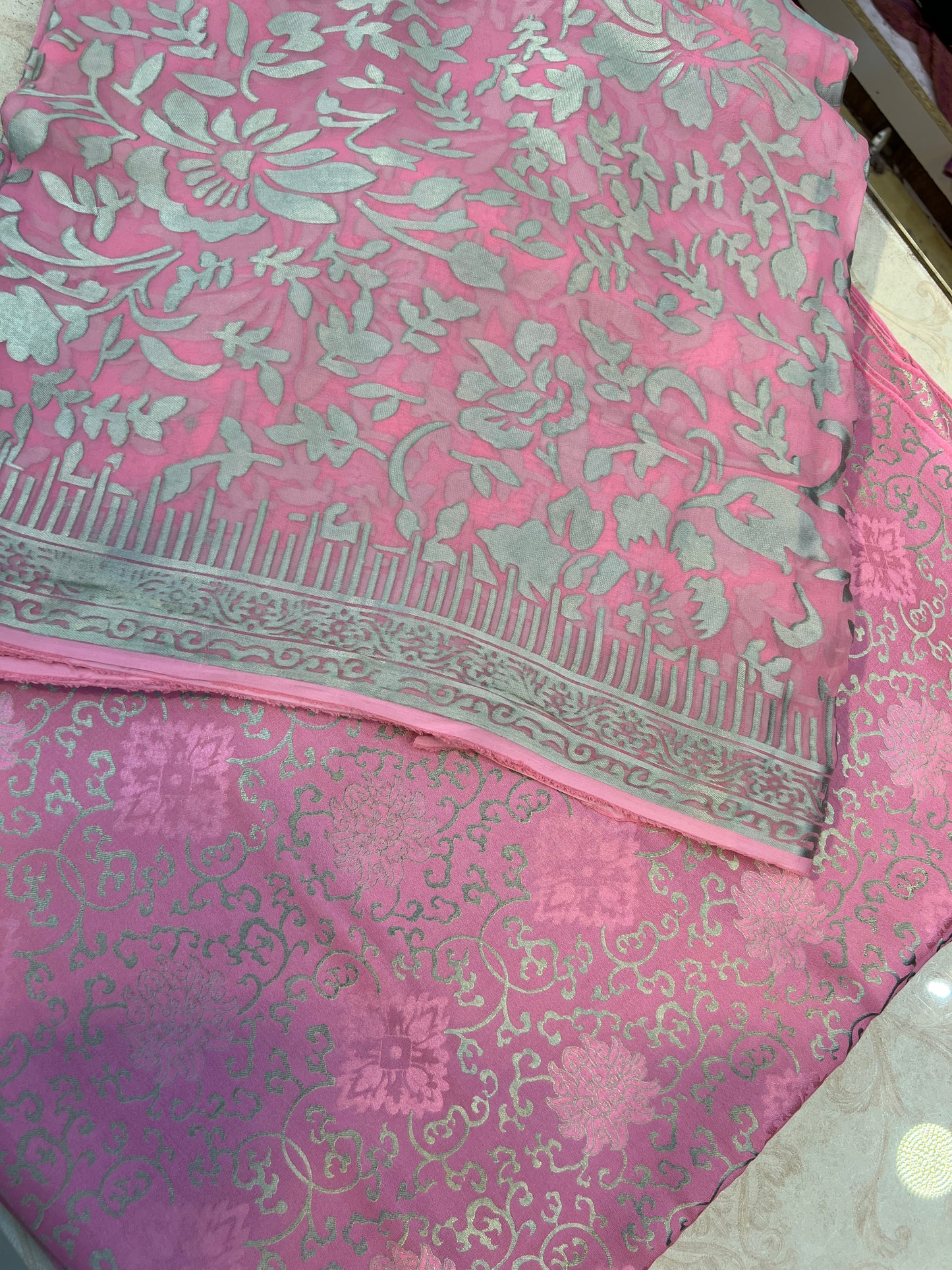 Blush Pink Pure China Pati Silk 3 Piece Unstitched Suit