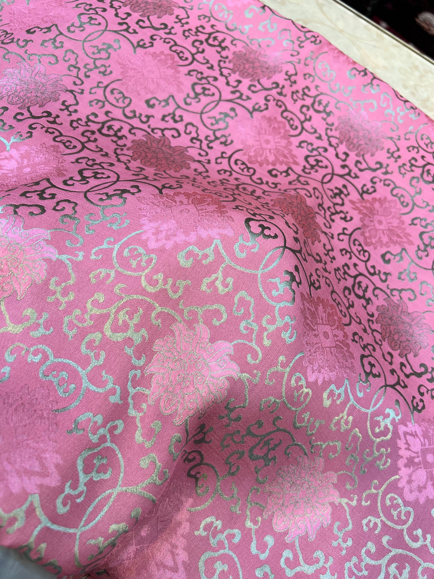 Blush Pink Pure China Pati Silk 3 Piece Unstitched Suit