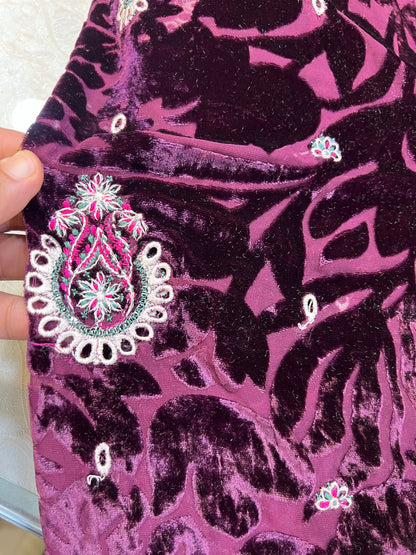 Plum Purple Embroidered Palachi 3 Piece Unstitched Suit