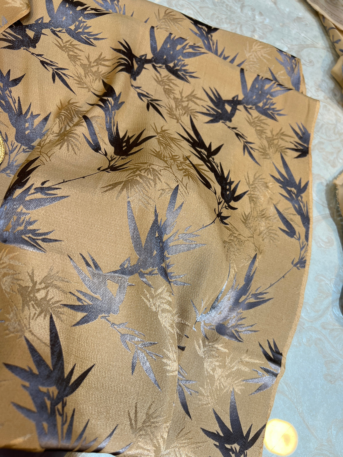 Champagne Beige Pure China Patti Silk 3 Piece Unstitched Suit