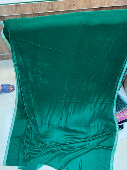 3-Piece Unstitched Micro Phoenix Print Velvet Suit – Deep Emerald Green