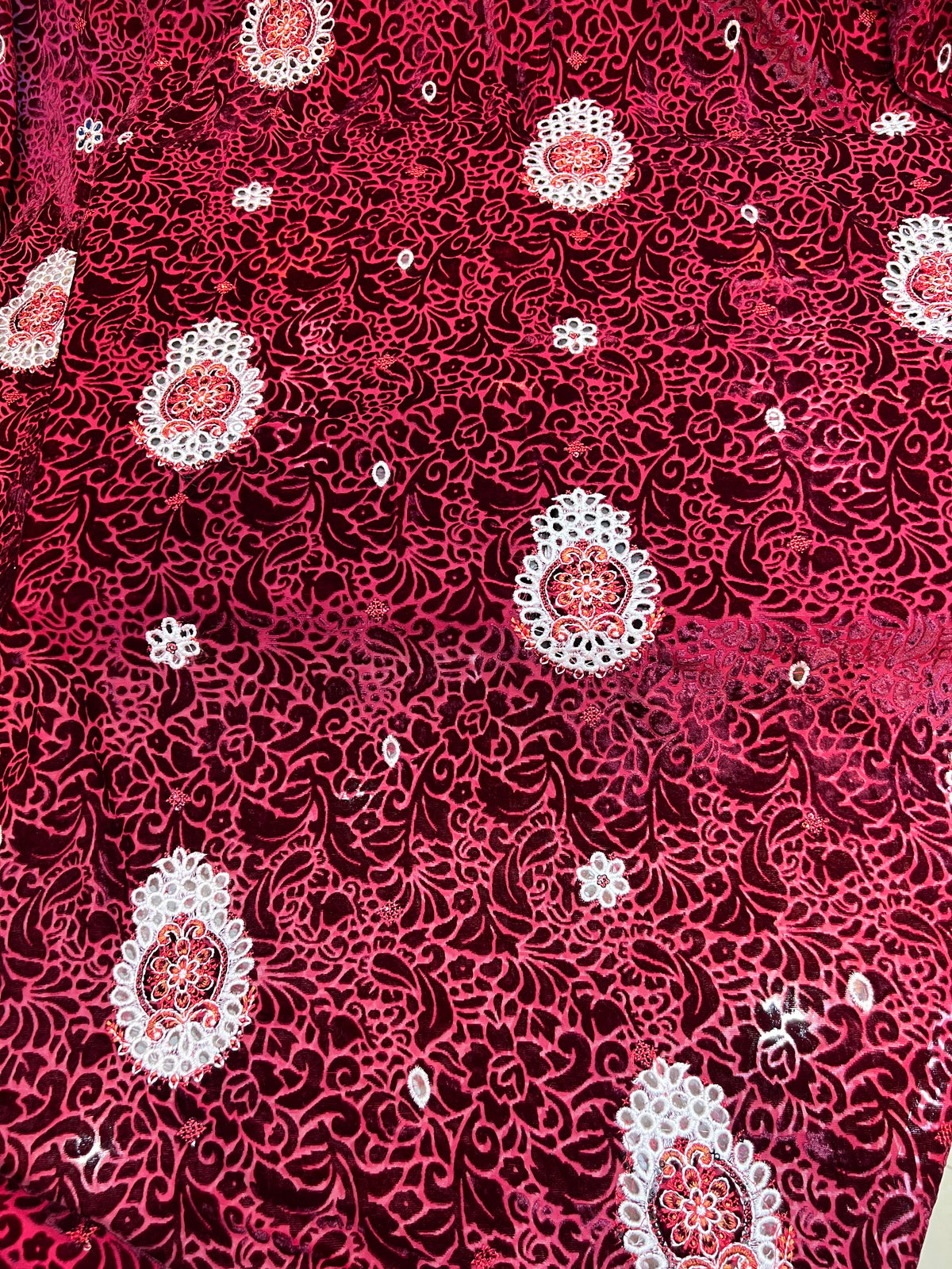 Burgundy Magenta Embroidered 3 Piece Unstitched Suit | Luxury Formal Wear