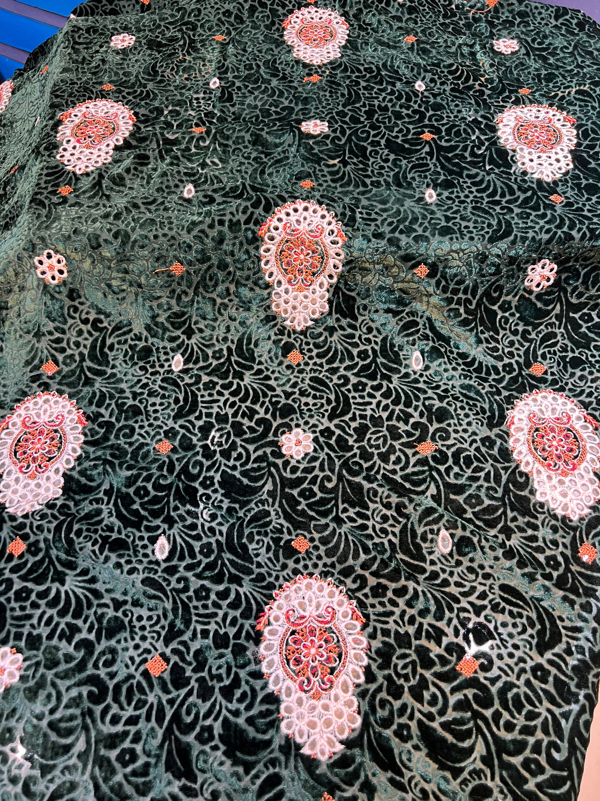 Forest-Green Embroidered 3 Piece Unstitched Suit | Luxury Formal Wear