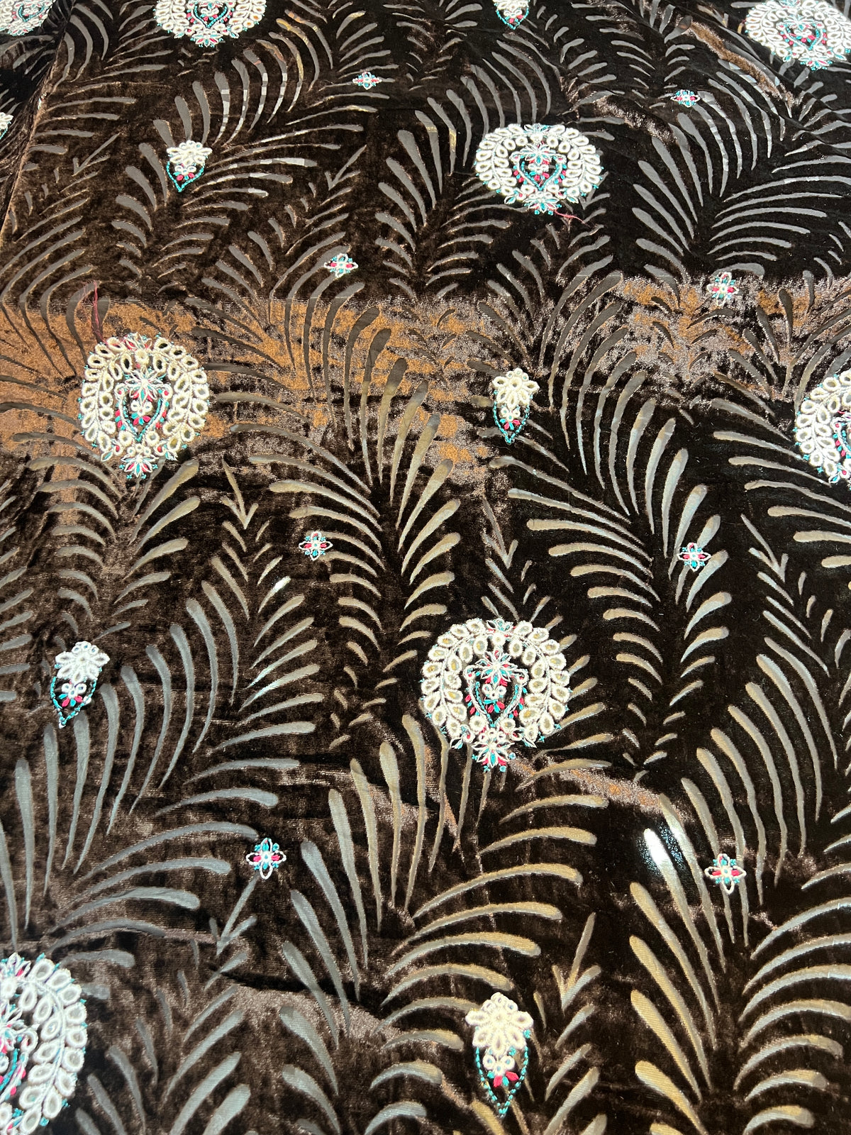 Dark Brown Embroidered 3 Piece Unstitched Suit | Luxury Formal Wear