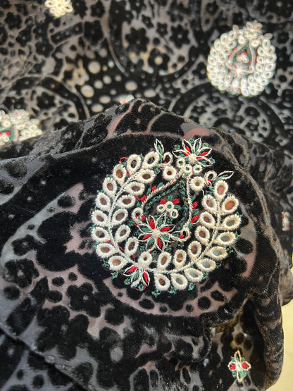 Premium Black Embroidered Luxury 3-Piece Unstitched Suit | Formal Wear