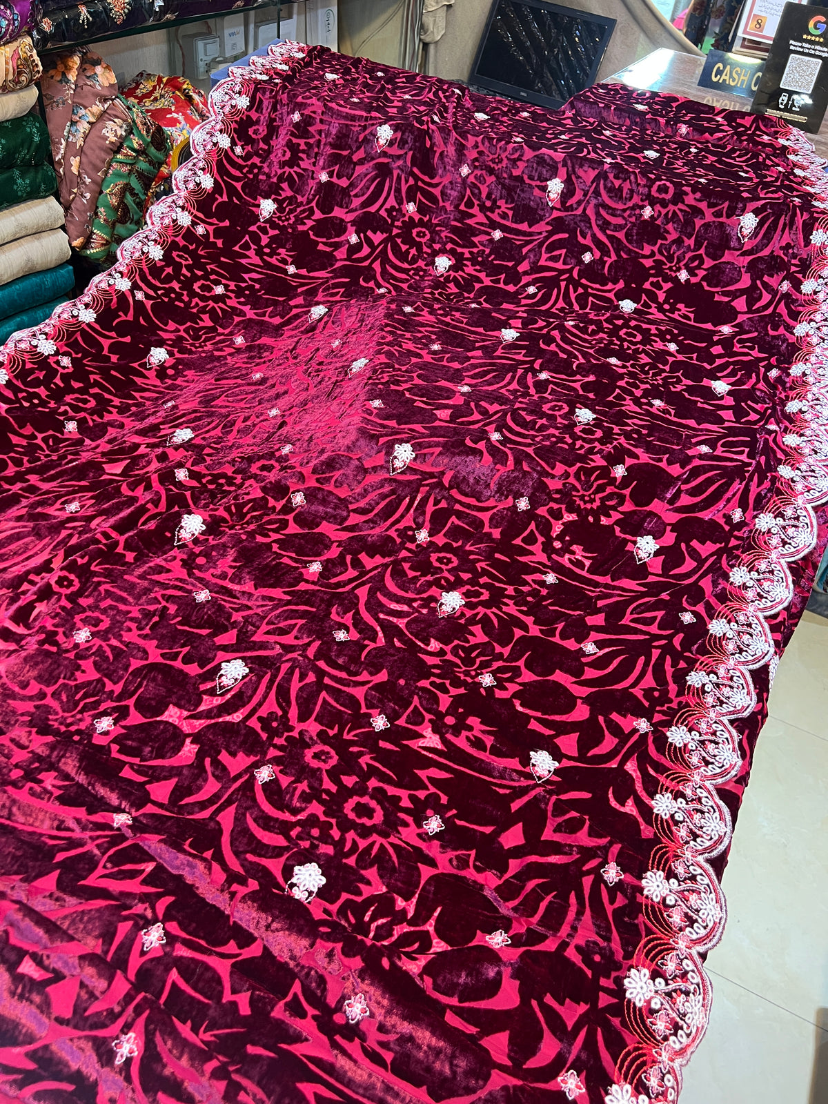 Deep Magenta Embroidered 3 Piece Unstitched Suit | Luxury Formal Wear