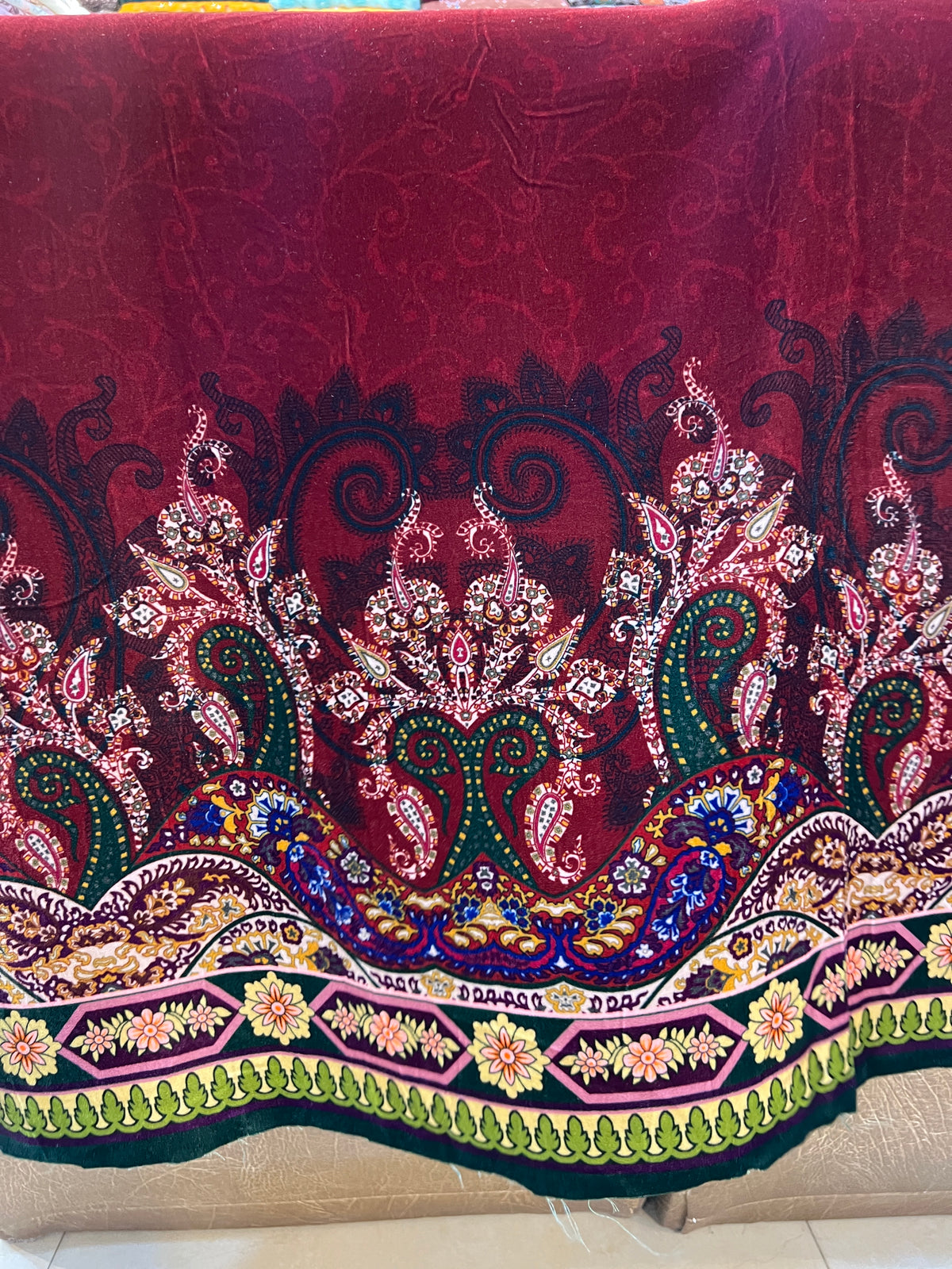 Luxurious 3-Piece Unstitched Micro Phoenix Print Velvet Suit