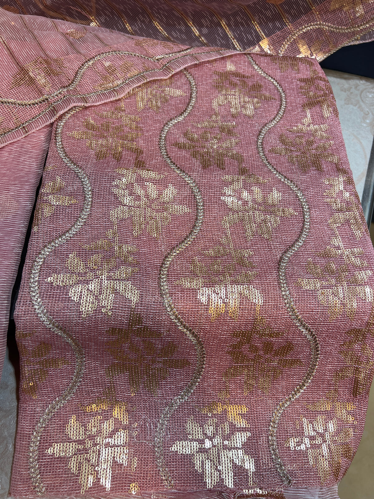 Premium Zari Masuri Cotton Net Unstitched 3PC Dress