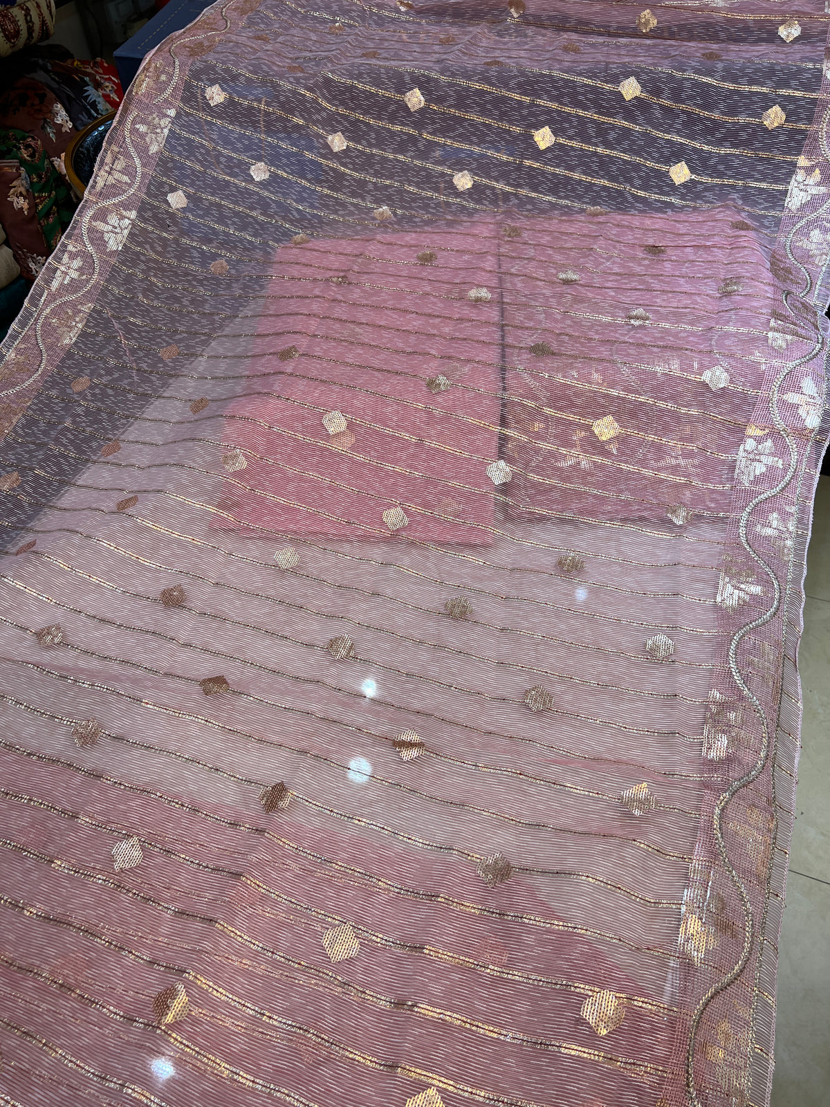 Premium Zari Masuri Cotton Net Unstitched 3PC Dress