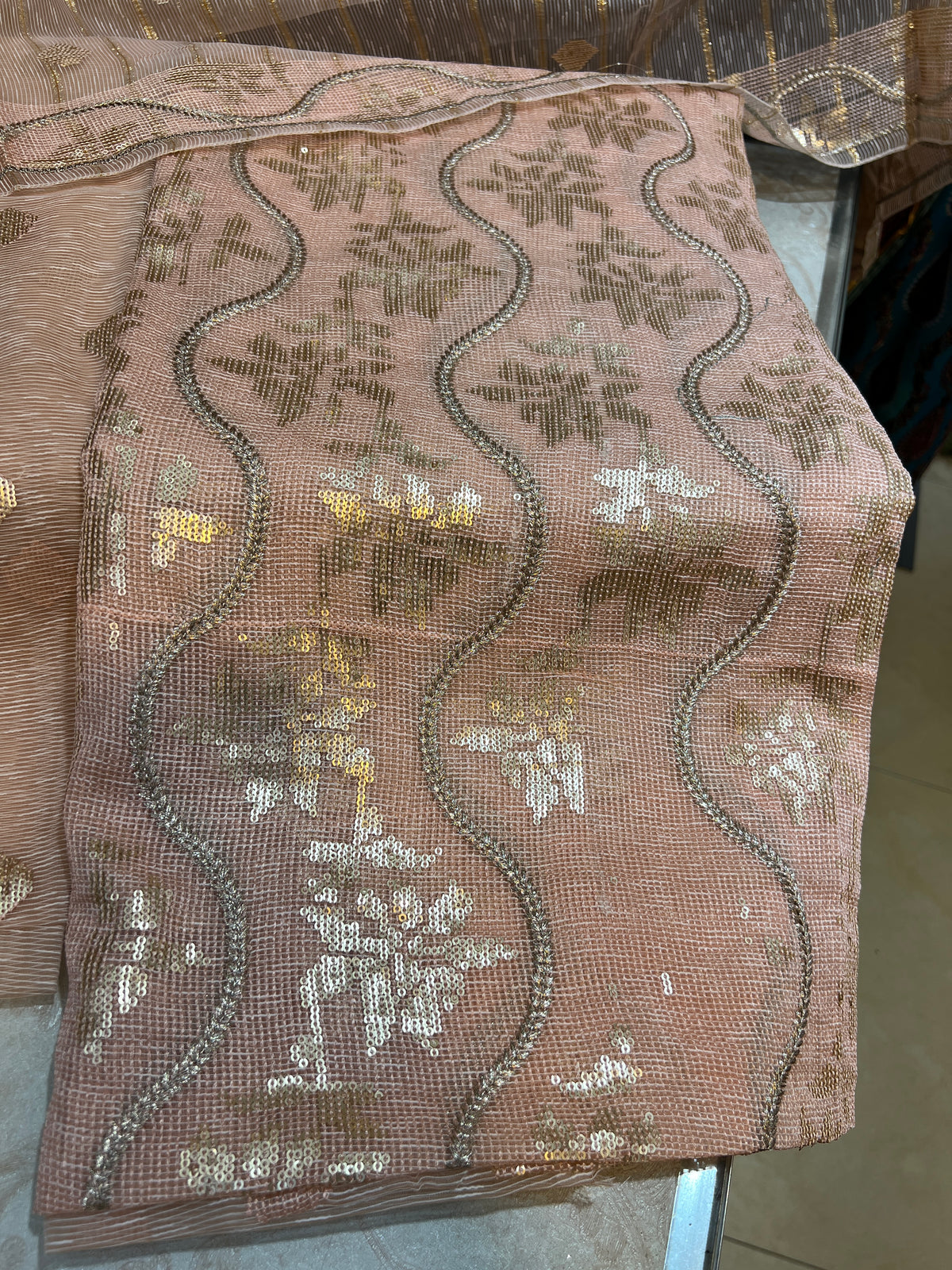 Embroidered Chiffon Style Zari Masuri Cotton Net Ensemble