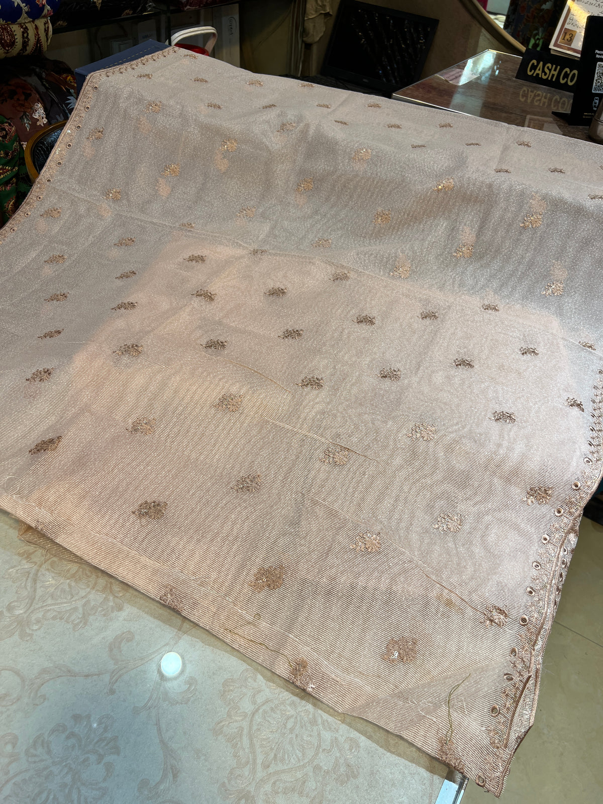Classic Zari Masuri Cotton Net Unstitched Suit | 3-Piece