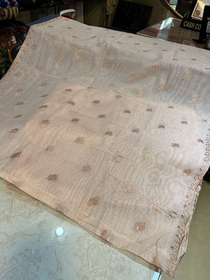 Classic Zari Masuri Cotton Net Unstitched Suit | 3-Piece