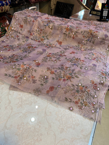 Luxury Unstitched Zari Masuri Cotton Net Outfit – 3 Piece Festive Wear
