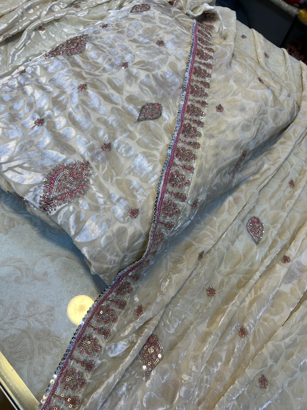 Festive Wear Suit with Silver Sequin Edging