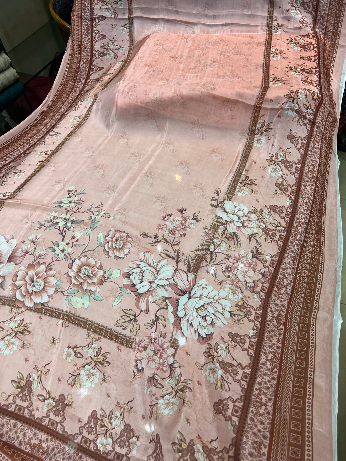 Classic 3 Piece Unstitched Printed Silk Attire