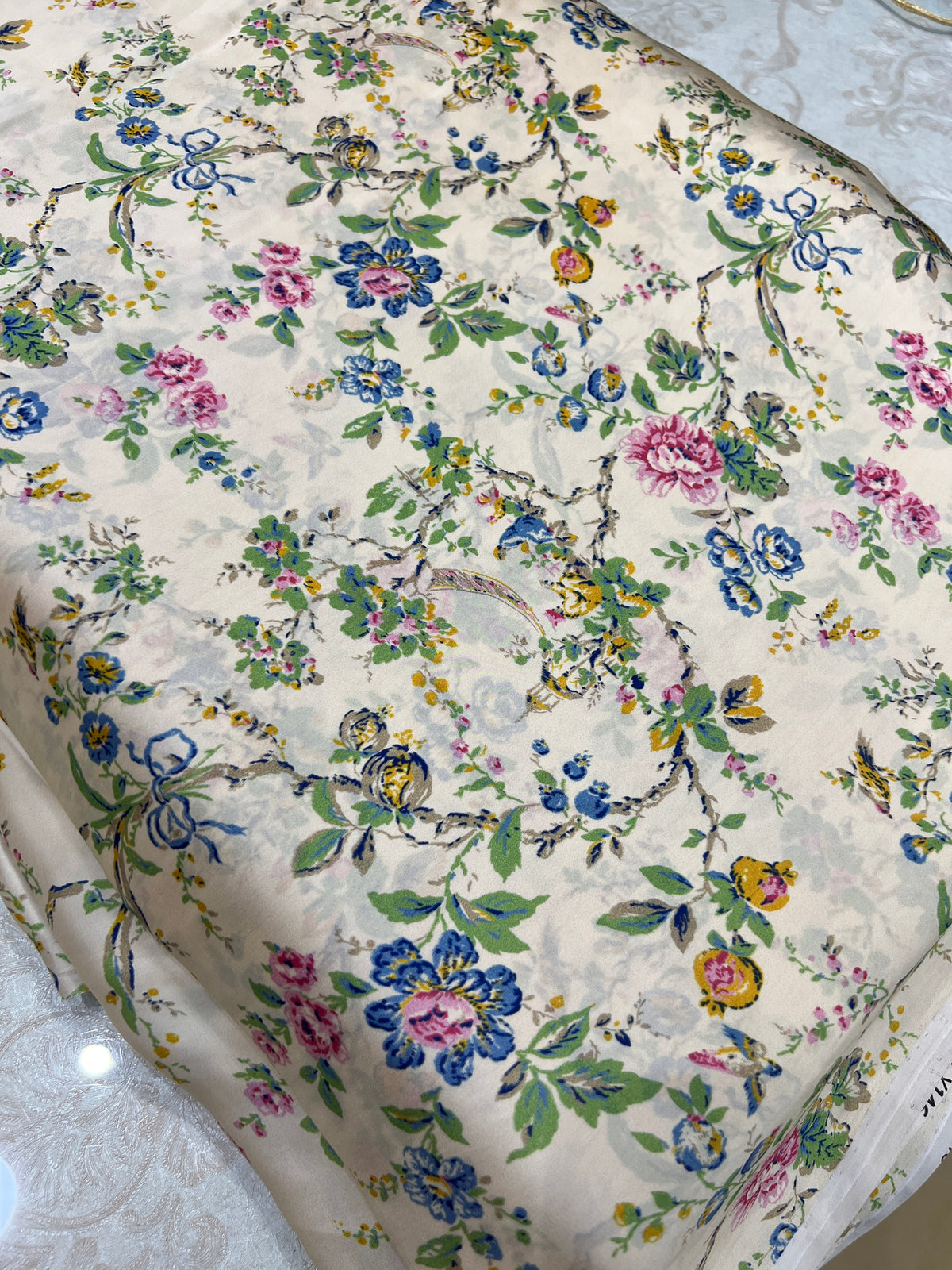Premium Three-Piece Unstitched Printed Silk Suit