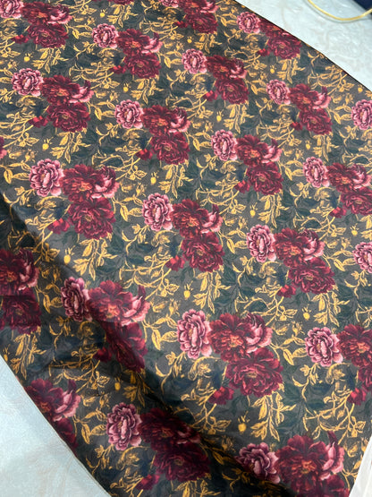 Unstitched Printed Silk Three-Piece Ensemble