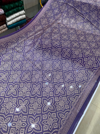 Unstitched Printed Shamoz Silk Three-Piece Garment