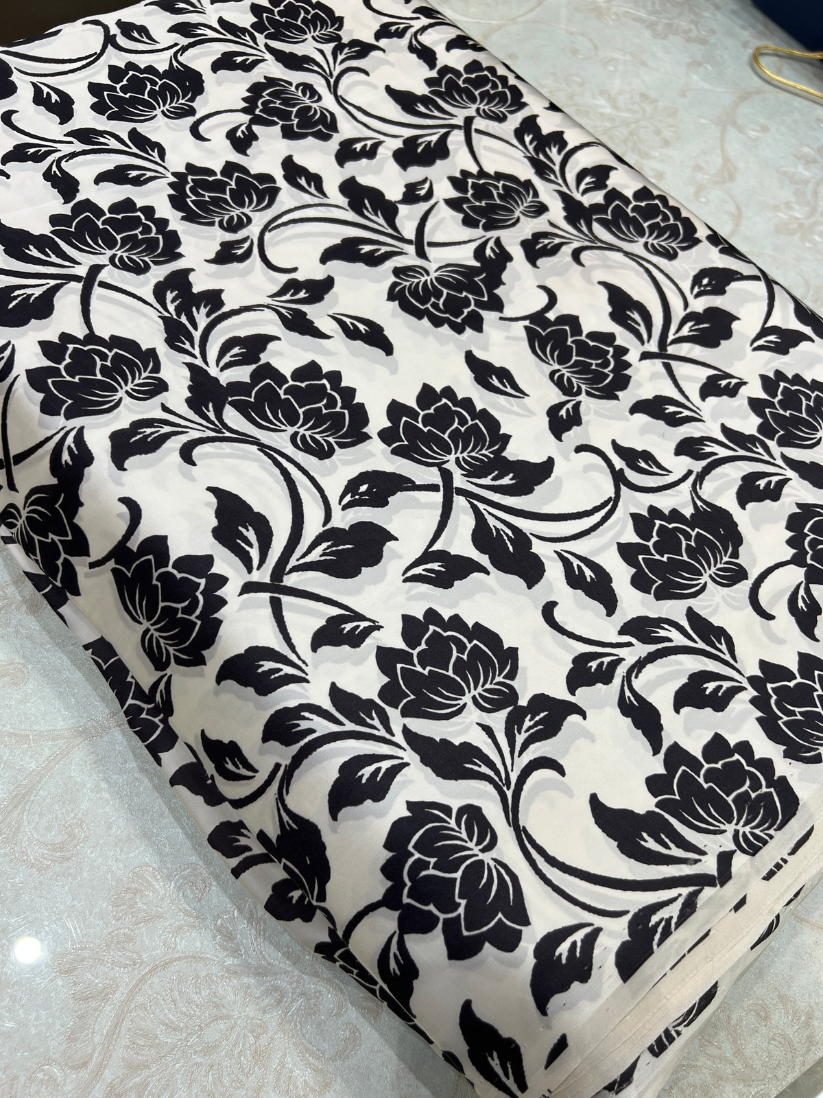 Unstitched Three-Piece Printed Shamoz Silk Attire