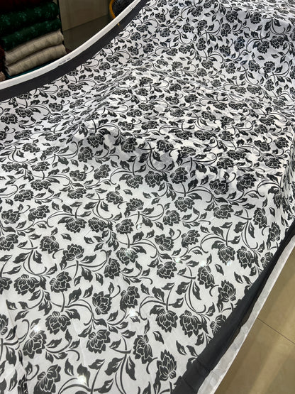 Unstitched Three-Piece Printed Shamoz Silk Attire