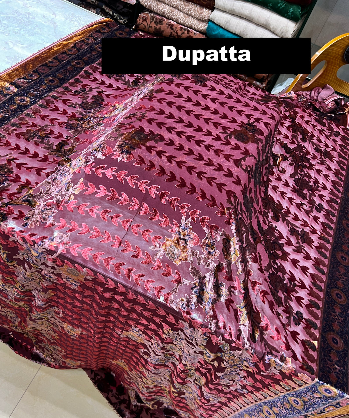 3-Piece Unstitched Palachi Suit – Burgundy