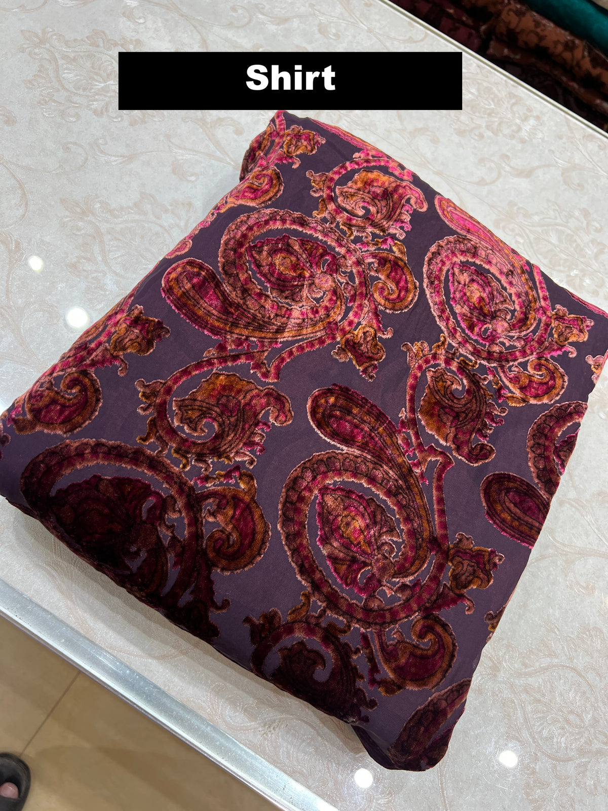 3-Piece Unstitched Palachi Suit – Deep Plum