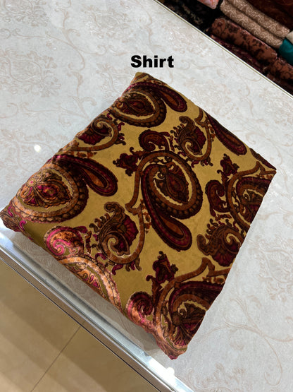 3-Piece Unstitched Palachi Suit – Gold