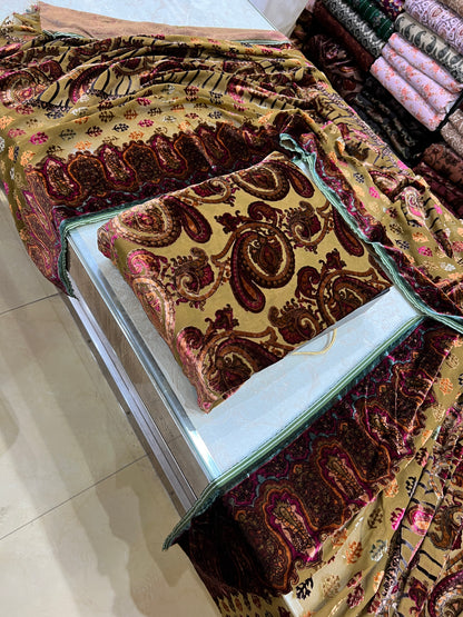 3-Piece Unstitched Palachi Suit – Gold
