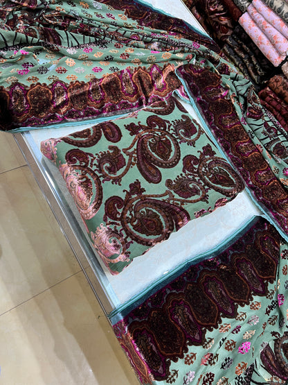 3-Piece Unstitched Palachi Suit – Mint Green
