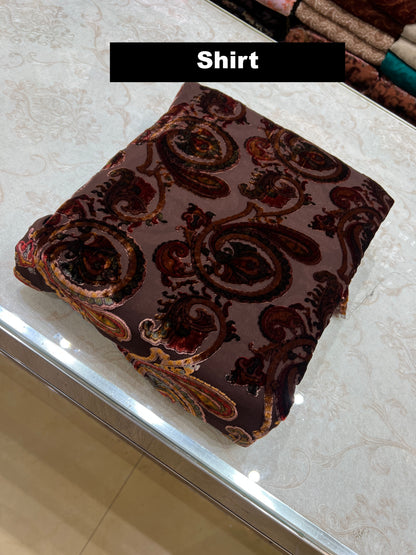 3-Piece Unstitched Palachi Suit – Chocolate Brown