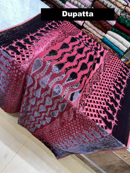 3-Piece Unstitched Palachi Suit – Rosewood