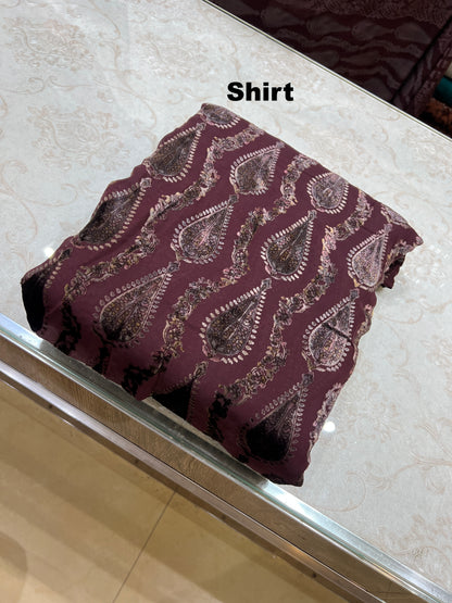 3-Piece Unstitched Palachi Suit – Plum