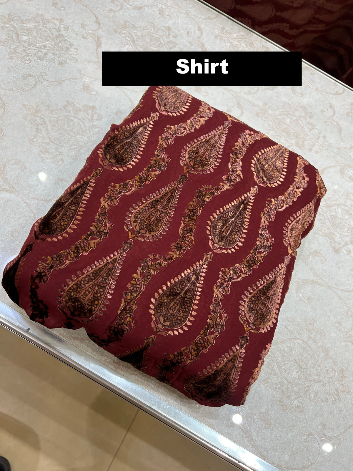3-Piece Unstitched Palachi Suit – Maroon